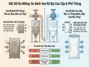 So sánh hiệu suất rũ bụi giữa van rũ bụi cao cấp và van rũ bụi phổ thông trong hệ thống lọc bụi