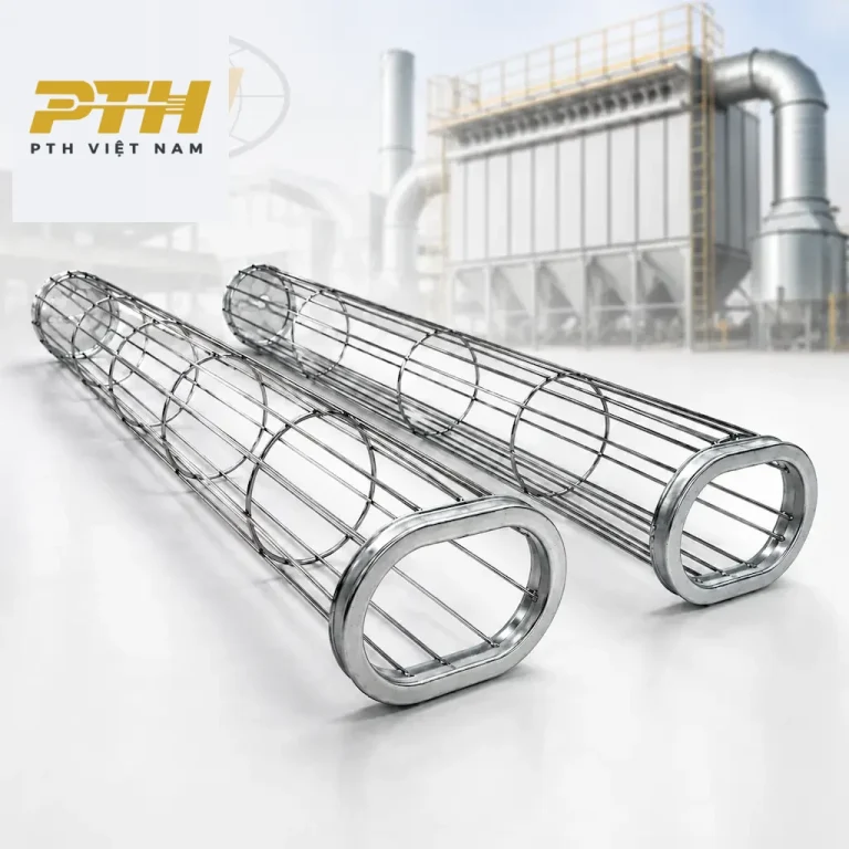 Stainless steel filter cage frames for industrial baghouses