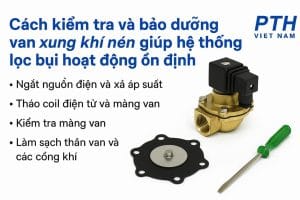 Cách kiểm tra và bảo dưỡng van xung khí nén giúp hệ thống lọc bụi hoạt động ổn định