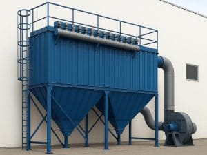 Hệ thống lọc bụi túi công nghiệp của PTH Việt Nam với cấu trúc buồng lọc, van xung và túi lọc.