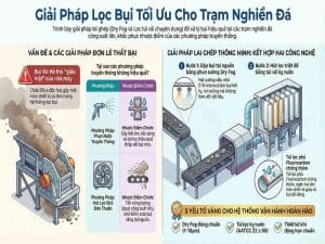 Giải pháp lọc bụi tối ưu cho trạm nghiền đá kết hợp phun sương Dry Fog và lọc túi vải