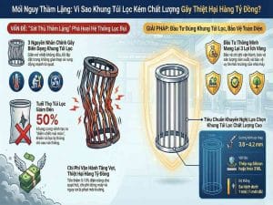 Khung túi lọc kém chất lượng gây biến dạng túi lọc và làm giảm hiệu suất hệ thống lọc bụi công nghiệp