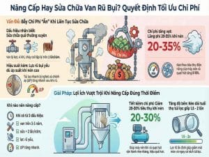 Nâng cấp hay sửa chữa van rũ bụi trong hệ thống lọc bụi công nghiệp để tối ưu chi phí vận hành và giảm tiêu thụ khí nén