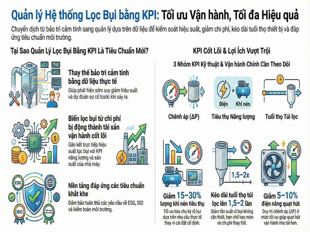 kpi hệ thống lọc bụi trong nhà máy công nghiệp