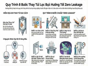 Quy trình 8 bước thay túi lọc bụi đúng kỹ thuật giúp ngăn ngừa rò rỉ và đạt zero leakage