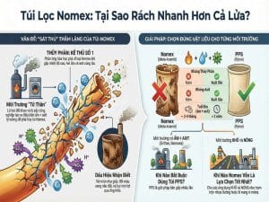 Túi lọc bụi Nomex bị thủy phân trong môi trường ẩm và giải pháp thay thế bằng túi lọc PPS