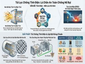 Túi lọc chống tĩnh điện giúp ngăn ngừa nguy cơ nổ bụi trong hệ thống lọc bụi công nghiệp