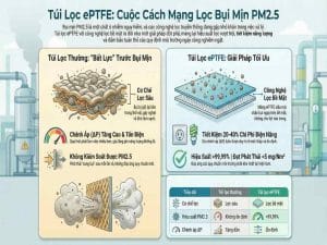 Túi lọc ePTFE lọc bụi mịn PM2.5 hiệu suất cao với công nghệ lọc bề mặt