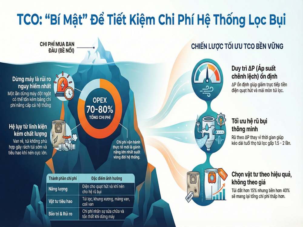 TCO là bí mật giúp doanh nghiệp tiết kiệm chi phí vận hành hệ thống lọc bụi công nghiệp