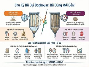 Chu kỳ rũ bụi hệ thống lọc bụi túi vải ảnh hưởng đến chênh áp và tuổi thọ túi lọc