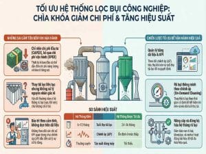 Tối ưu hệ thống lọc bụi công nghiệp giúp giảm chi phí vận hành và tăng hiệu suất xử lý bụi cho nhà máy