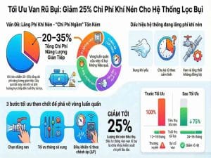 tối ưu van rũ bụi giúp giảm 25% tiêu thụ khí nén hệ thống lọc bụi