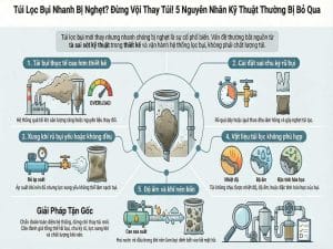 Túi lọc bụi bị nghẹt nhanh do 5 nguyên nhân kỹ thuật trong hệ thống lọc bụi
