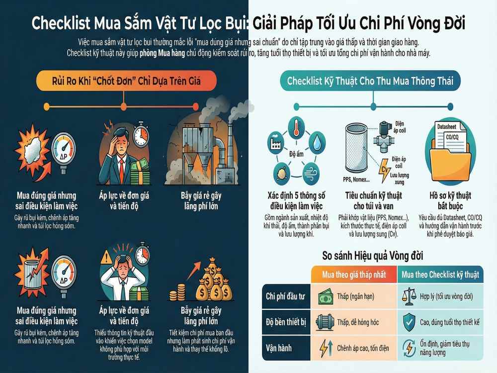 Checklist mua sắm vật tư lọc bụi cho phòng Mua hàng tránh mua đúng giá nhưng sai chuẩn
