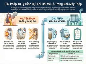 Giải pháp xử lý đỉnh bụi khi đổi mẻ lò trong nhà máy thép giúp ổn định hệ thống lọc bụi và giảm phát thải