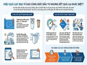 Hiệu quả lọc bụi khác nhau giữa các nhà máy do thiết kế và vận hành