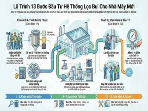 lộ trình 13 bước đầu tư hệ thống lọc bụi cho nhà máy mới