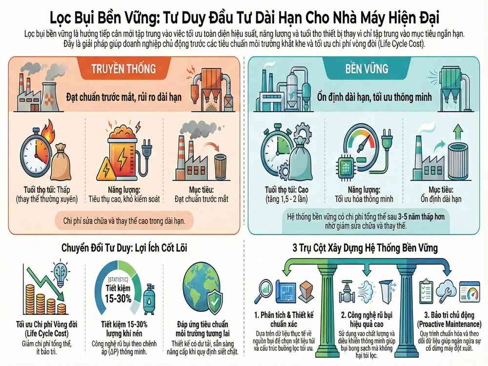 Lọc bụi bền vững – xu hướng đầu tư dài hạn cho nhà máy hiện đại