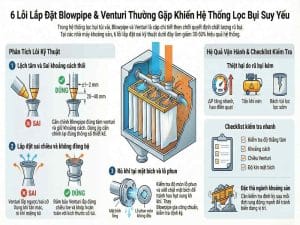 Lỗi lắp đặt blowpipe venturi làm rũ bụi yếu
