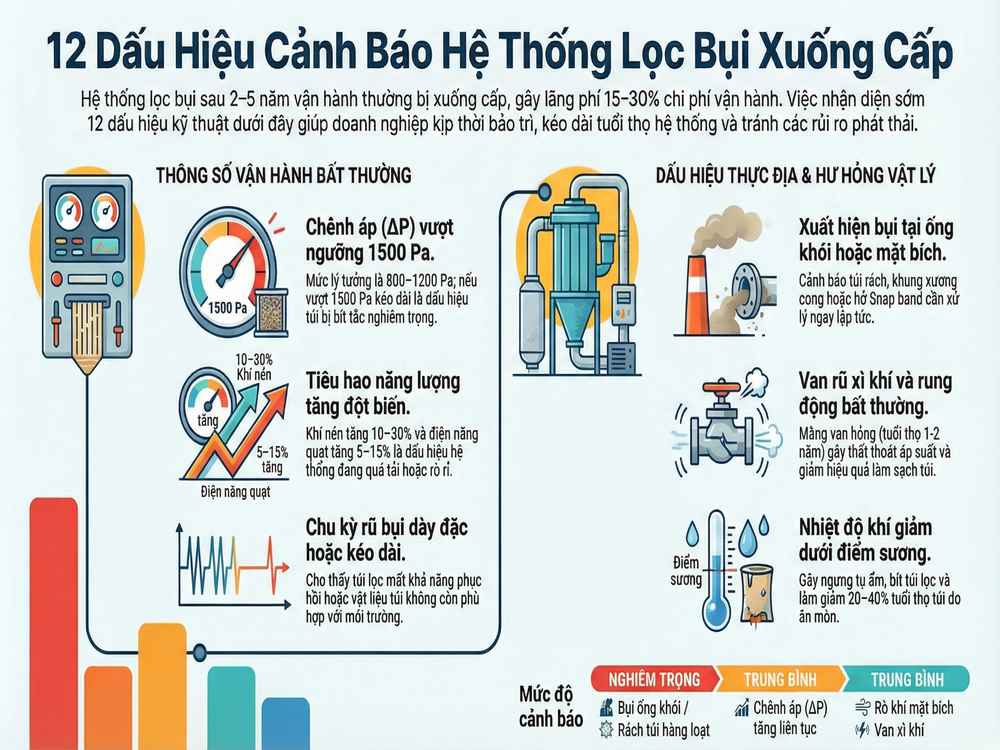12 dấu hiệu cảnh báo hệ thống lọc bụi xuống cấp trong nhà máy công nghiệp