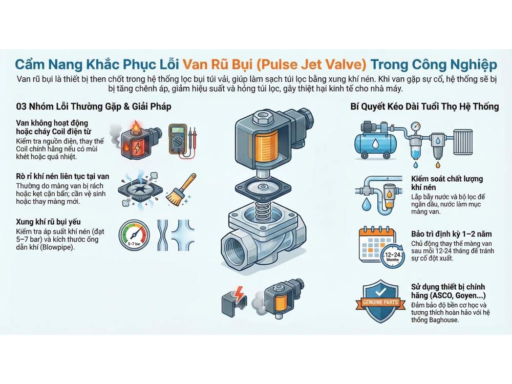 cẩm nang khắc phục lỗi van rũ bụi trong hệ thống lọc bụi túi vải hệ thống lọc bụi túi vải