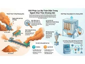 Giải pháp lọc bụi trong ngành khai thác khoáng sản bằng cyclone và hệ thống lọc bụi túi vải