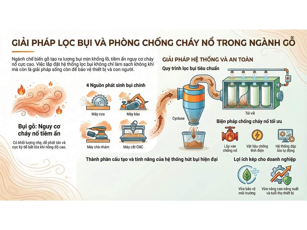 Giải pháp lọc bụi và phòng chống cháy nổ trong ngành chế biến gỗ