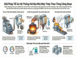 Giải pháp tối ưu hệ thống hút bụi nhà máy thép theo từng công đoạn sản xuất