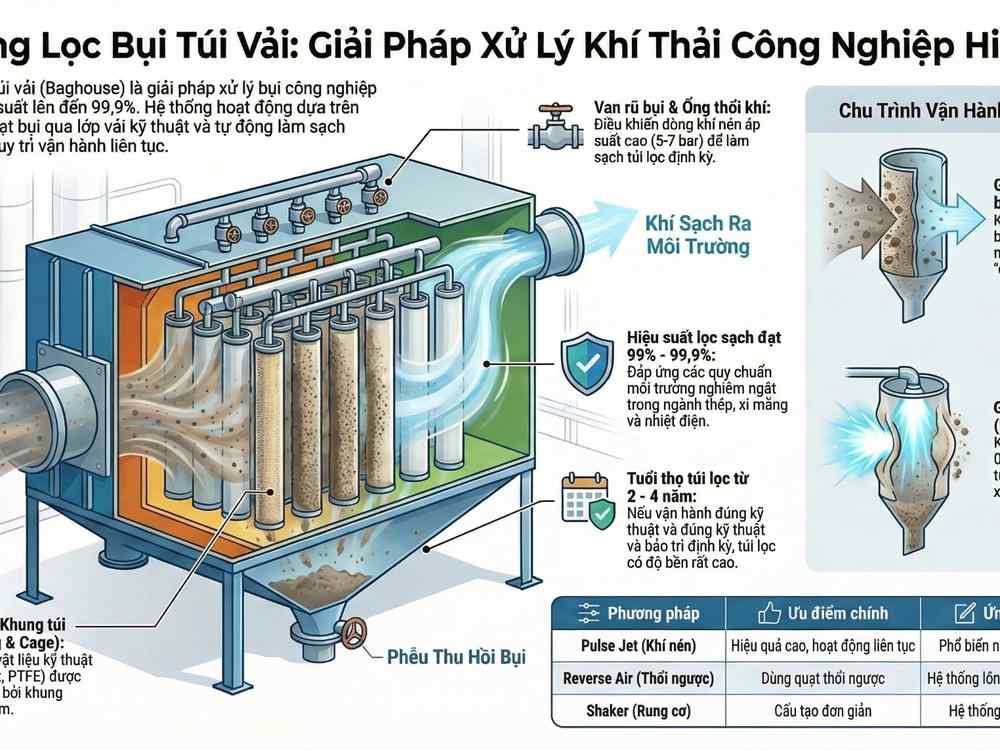 hệ thống lọc bụi túi vải hệ thống lọc bụi túi vải trong nhà máy công nghiệp