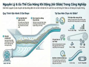 Nguyên lý hoạt động máng khí động air slide trong công nghiệp vận chuyển vật liệu dạng bột