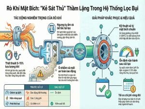 Rò khí qua mặt bích trong hệ thống lọc bụi công nghiệp