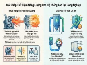 Giải pháp tiết kiệm năng lượng cho hệ thống lọc bụi công nghiệp giúp giảm tiêu hao điện và ổn định chênh áp