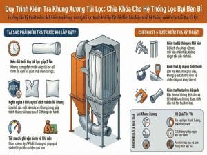 Quy trình kiểm tra khung xương túi lọc trước khi lắp đặt trong hệ thống lọc bụi