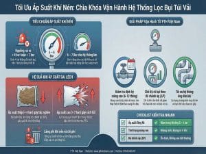 Tối ưu áp suất khí nén trong hệ thống lọc bụi túi vải giúp tăng hiệu suất vận hành