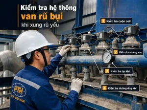 Kiểm tra hệ thống van rũ bụi khi xung rũ yếu tại nhà máy công nghiệp