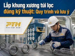 Lắp khung xương túi lọc đúng kỹ thuật vào mặt sàng hệ thống lọc bụi công nghiệp tại PTH Việt Nam