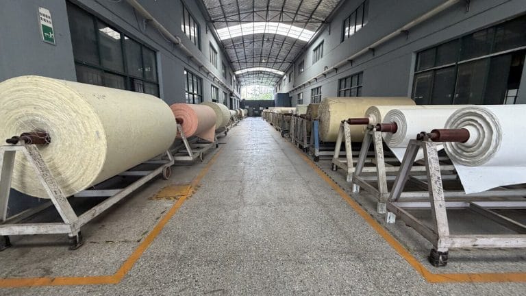 Warehouse of filter fabric rolls supplied by PTH Viet Nam