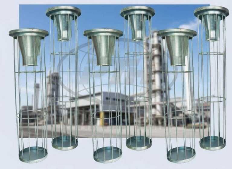 Galvanized filter cage frames used in industrial baghouse dust collectors