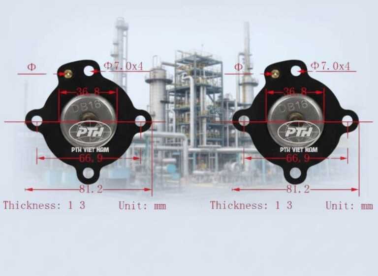 Dimensioned technical drawing of a pulse jet valve diaphragm