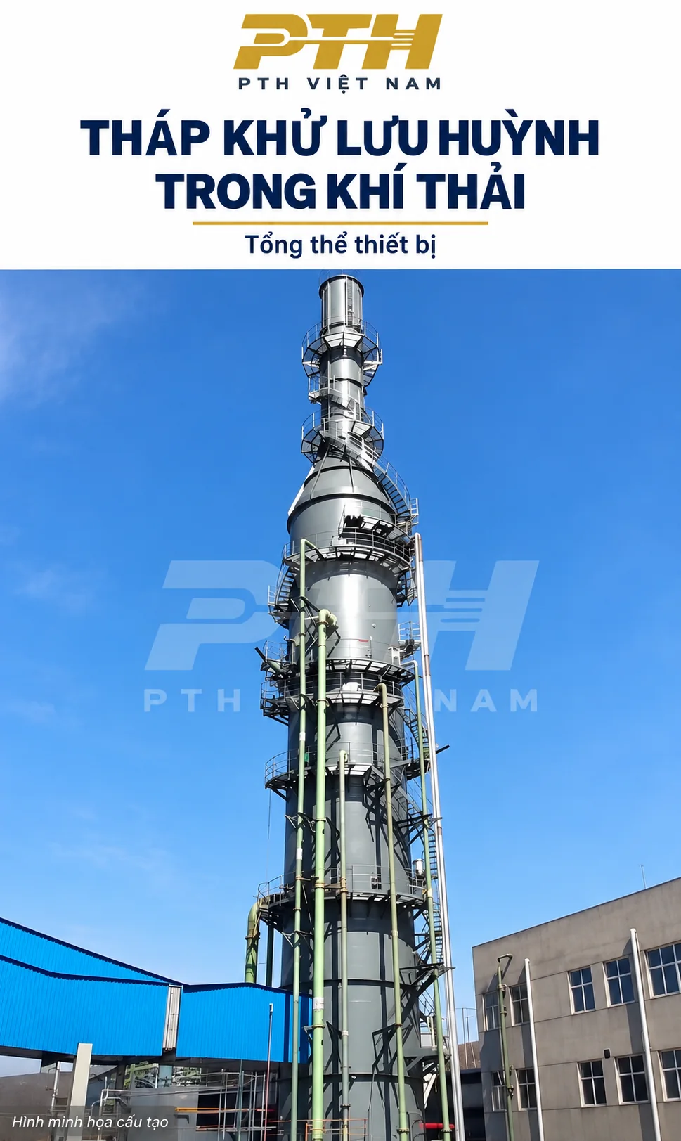 Tổng thể tháp khử lưu huỳnh xử lý khí thải công nghiệp